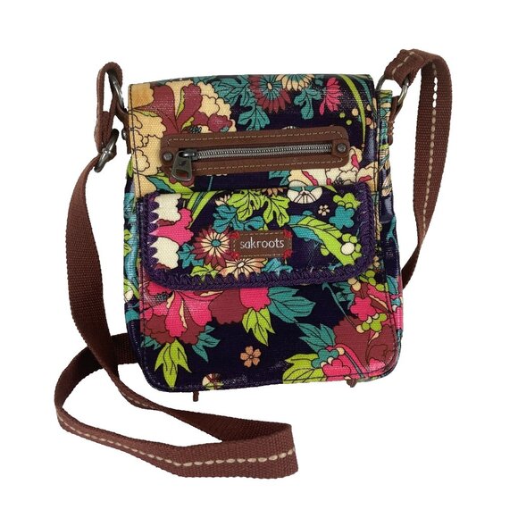 Sakroots Womens Floral Crossbody Peace Bag Adjustable Strap Multiple Pockets - Picture 1 of 7